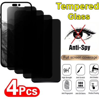 4PCS Protector De Pantalla Privacidad For iPhone Vidrio Templado 13 14 Pro Max X