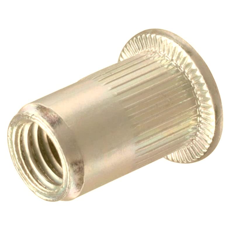 100 Qty #8-32 UNC Rivet Nuts - Zinc Plated Carbon Steel Flat Head Threaded Inser