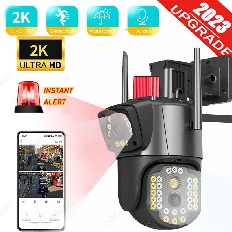 Dual Lens HD 4MP Wireless WiFi IP Camera Outdoor CCTV PTZ Home Security IR Cam