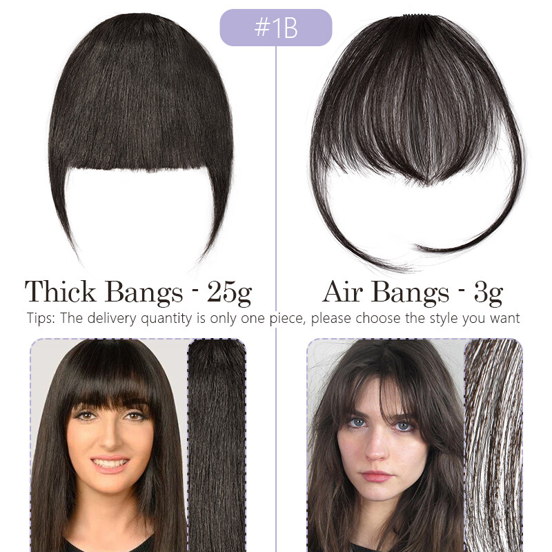 100 Human Hair Thick/Thin Bangs Clip In REAL REMY Fringe Front Piece