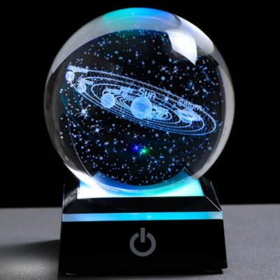 80Mm K9 Crystal Ball Solar System Globe Astronomy Ornaments Gifts 3D Laser Engra