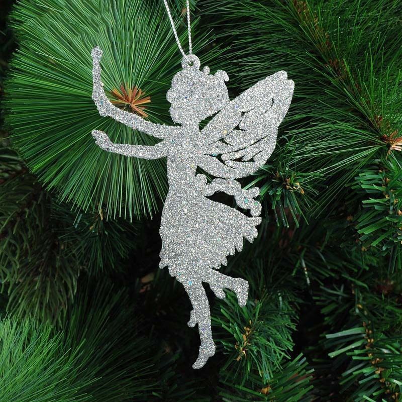 10Pcs Glitter Fairy Christmas Tree Decoration Xmas Party Hanging Ornament Decor