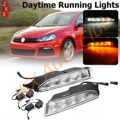Fit For VW Scirocco R 2010-13 b LED DRL Daytime Running Light W/Turn Signal Lamp