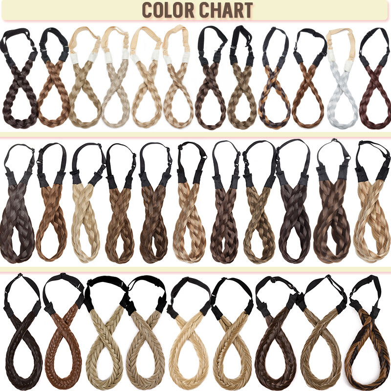 AM Chunky Twist Hair Plaited Plait Elastic Headband Hairband Synthetic Hairpiece