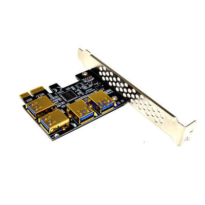 PCIE PCI-E PCI Express Riser Card 1 to 4 USB 3.0 Slot Multiplier Hub Adapter