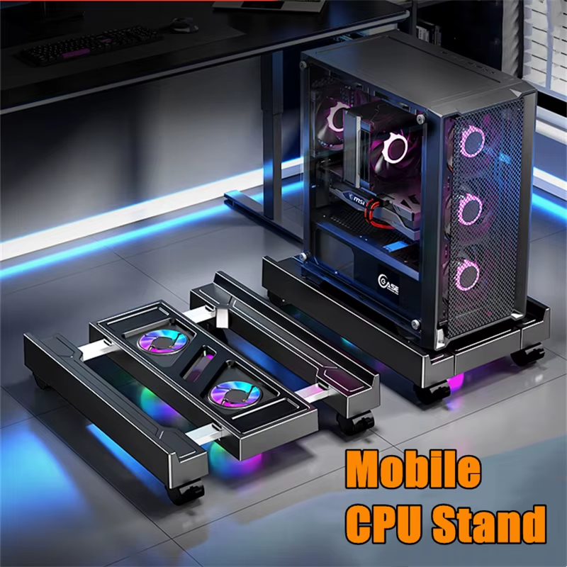 Mobile PC Tower Stand Adjustable Computer CPU Holder Telescopic Desktop Stand CP