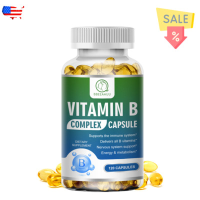Vitamin B Complex 120 Capsules B1,B2,B3,B5,B6,B7,B9,B12, Immune Support Pills