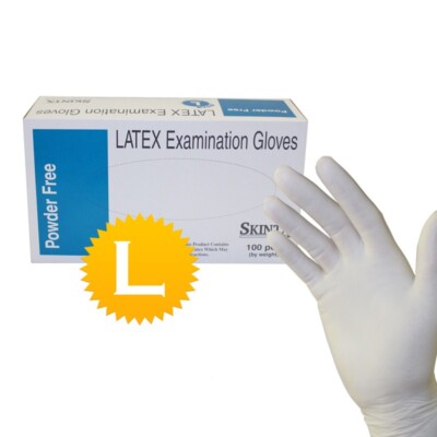 100 Gloves - Large - Latex Medical Exam Dental Powder Free Disposable Gloves