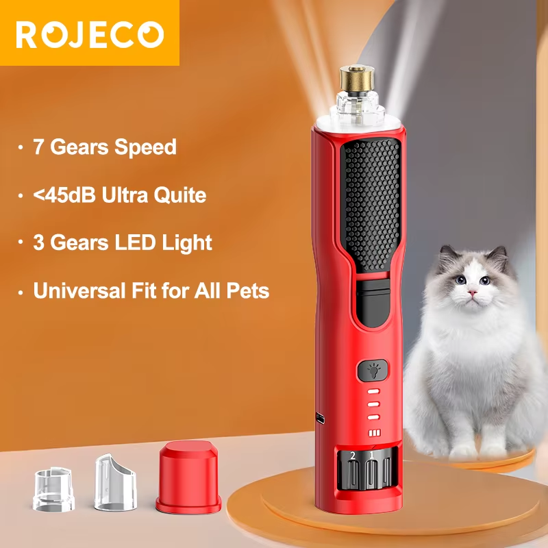 Pet Electric Nail Grinder Rechargeable Dog Paw Grooming Nail Clipper LED Light 7