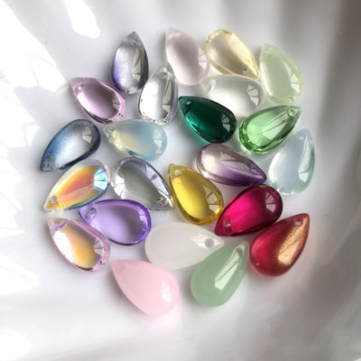 20Pcs 15x8mm Teardrop Crystal Perforated Glass Pendants Beads for DIY Jewelry