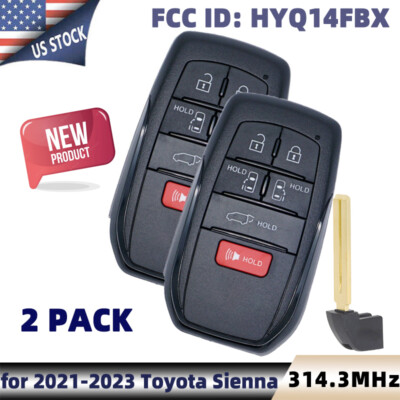 2x HYQ14FBX Smart Keyless Entry Remote Key FOB For Toyota Sienna 2021 2022 2023