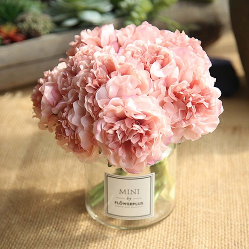 28cm 5 Heads Bunch Artificial Peony Silk Flower Hydrangea Wedding Home Decor AS