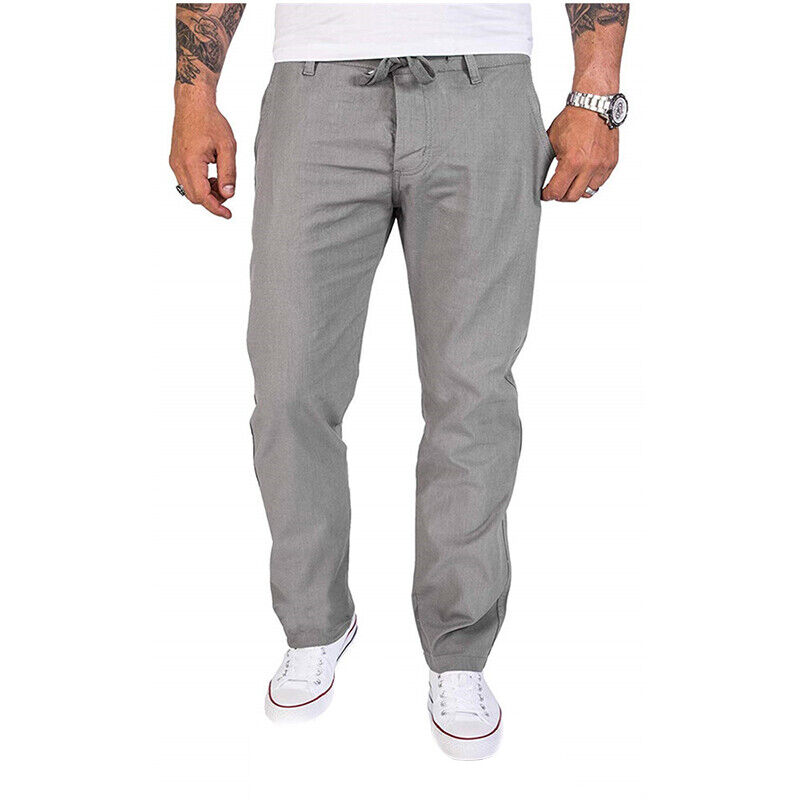 Men Long Jogging Pants Casual Lace Up Solid Winter Autumn Straight Leg Trousers | eBay