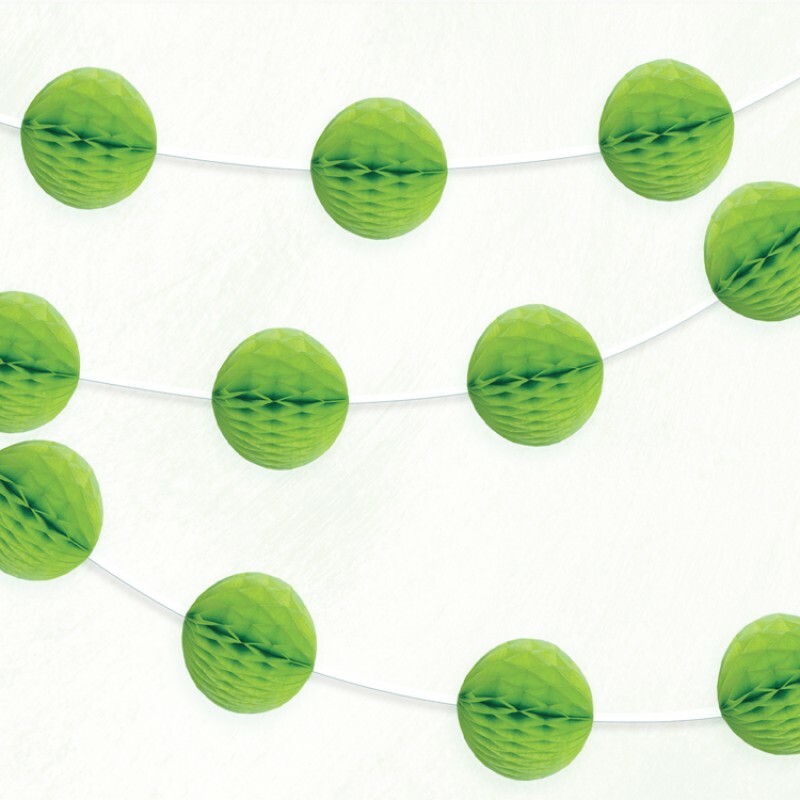 Lime Green Mini Honeycomb Ball Paper Garland Party Banner