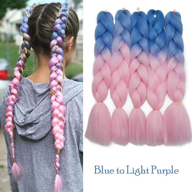 Mermaid Braids 24" Long Jumbo Braiding Hair Extensions Ombre Rainbow Any Color