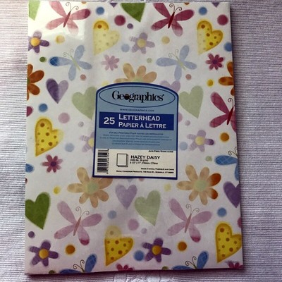 Geographics 25 printable Letter Head 2 sided Hazey Daisy design 8.5 x 11'' sealed
