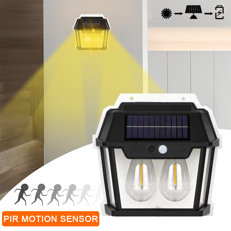 Outdoor Solar Wall Light Tungsten Filament Lamp Night Lamp Courtyard Fence Lamp