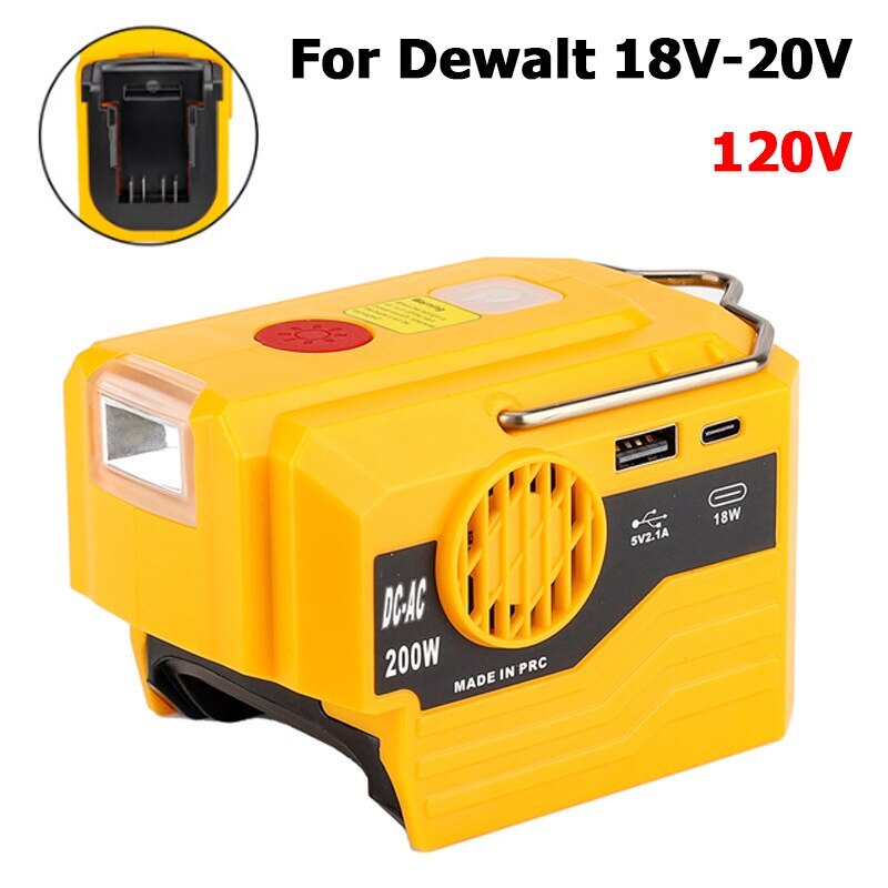 For Dewalt Power Inverter DC 18-20V Battery To AC 120V/220V USB Outdoor Camping