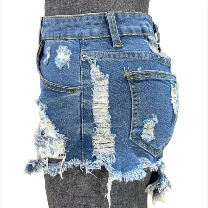 Donna Pantaloncini Jeans Mini Micro Slim Fit Affliggere Strappato Sexy Hot
