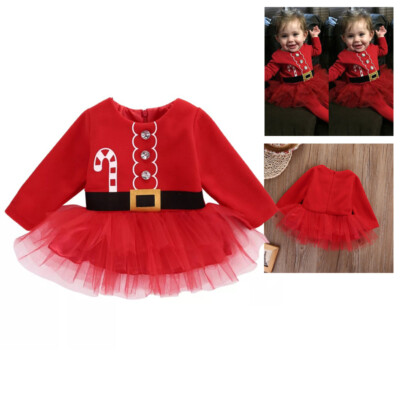 My First Christmas Newborn Baby Girl Princess Tutu Dress Kids Xmas Party Costume