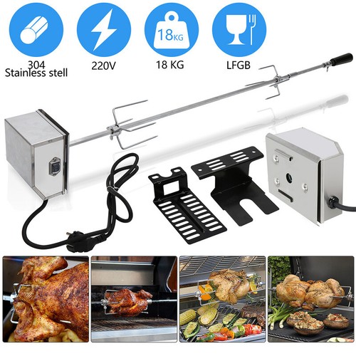 Grillspieß Set Gasgrill Drehspieß BBQ Edelstahl 220-240V BBQ Grillspieß Gasgrill