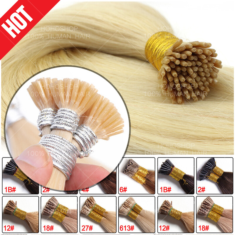 300 Strands Pre bonded Keratin I Tip Stick Remy Human Hair Extensions Micro Ring