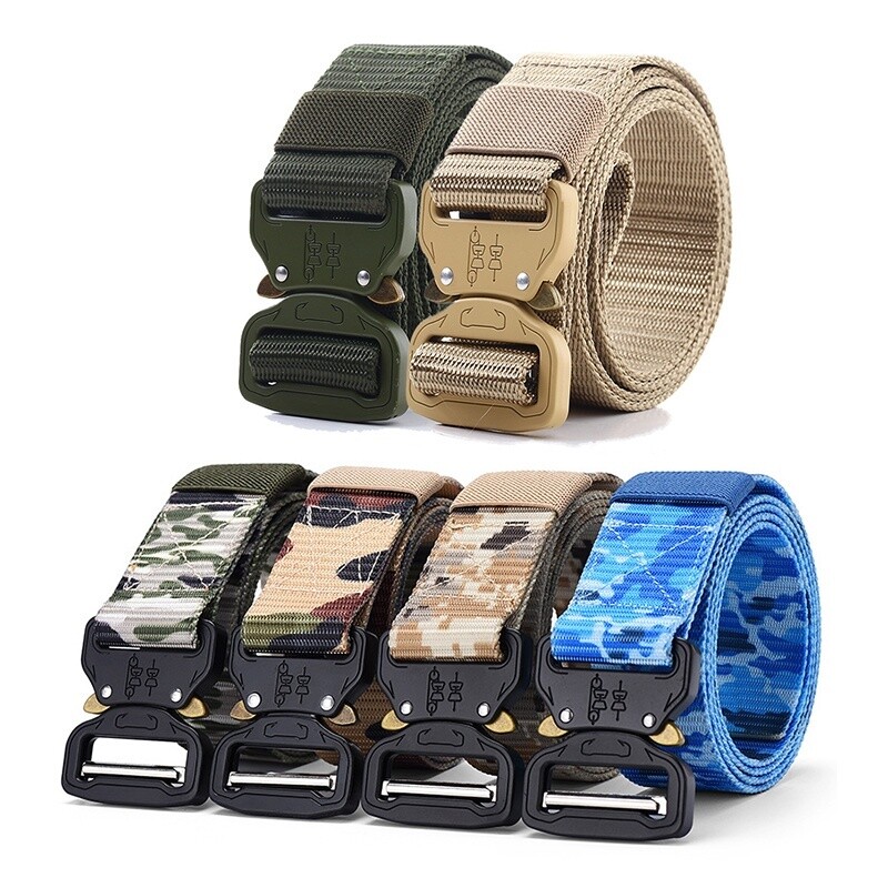 Army Tactical Belt Outdoor Military Soldier Training Metal Buckle Canvas Webbing