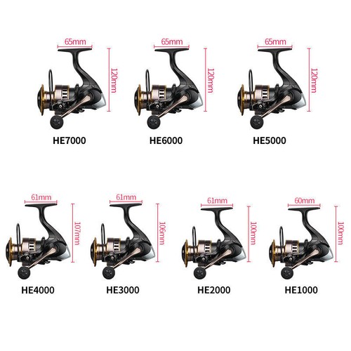 Fishing Reel HE1000-7000 Max Drag 10kg High Speed Metal Spool Spinning Reel