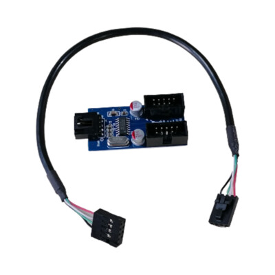 2x Lenovo Motherboard USB Converter Cable - 11-Pin Female To 9-Pin Male, 10cm