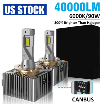 40000LM LED CANbus Headlight Bulb Replace D1S D1R HID Xenon White Conversion Kit