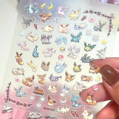 Eeveelution Nail Stickers Pokémon Anime Peripheral Cute Cartoon Creativity