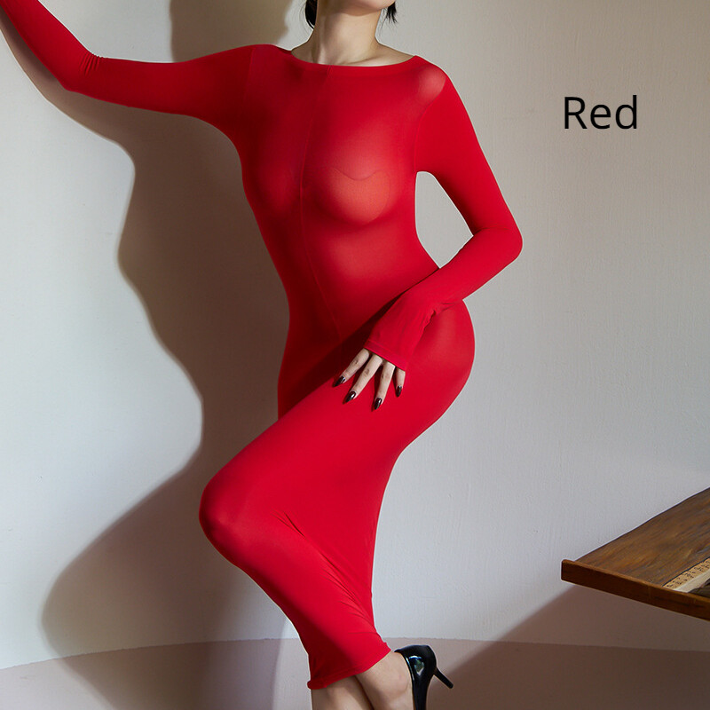 Damen Geölt Glänzend Semi Durchsichtig Kleid Netz Bodycon Slim Sexy Party