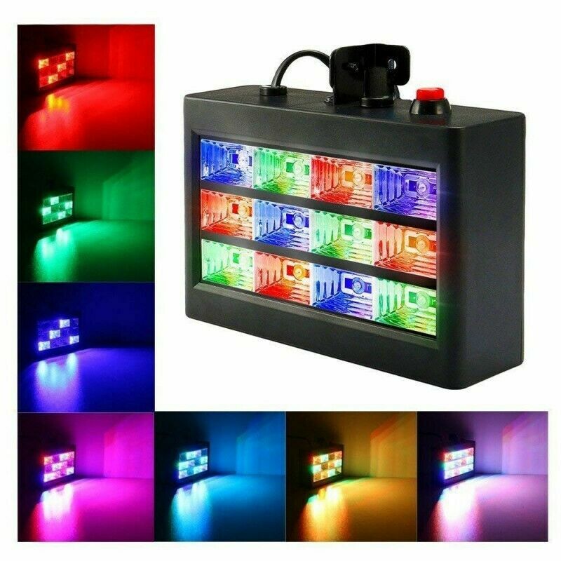 Strobo Faretto 12 Led Luce Faro Rgb Dmx Lampada Stroboscopica Led Room cir