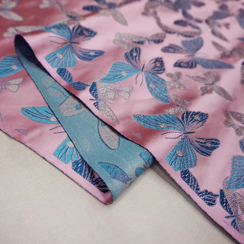 115cm Width Shiny Brocade Fabric DIY Butterfly Printed Cloth for Upholstery Sew