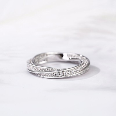 1.42 TCW Round Lab Grown CVD Diamond 14K Gold Twisted Wedding Band For Woman's