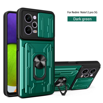 For Xiaomi Redmi Note 12 11 Pro Mi 12T Magnetic Armor Stand Card Slot Case Cover