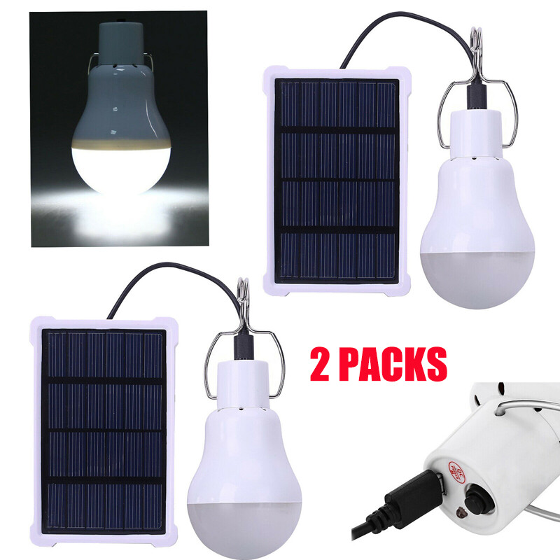 Lot Outdoor Rechargeable Solar Panel Powered Led Bulb Lamp Camping Tent Light US