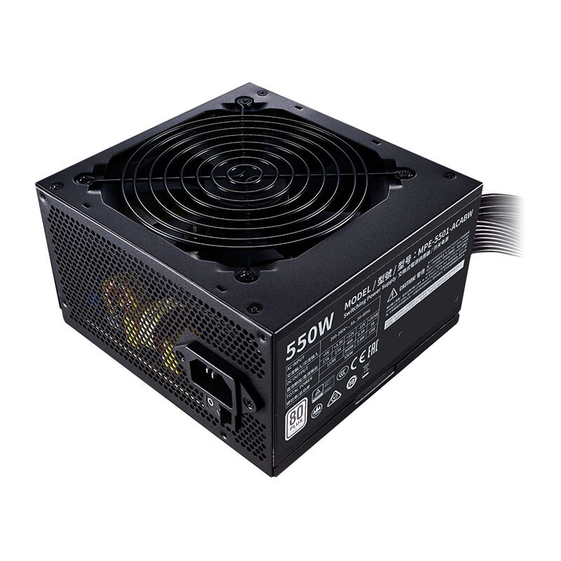 Cooler Master MWE 550 V2 80+ GOLD ATX Power Supply, 120MM FAN, Flat Black Cables