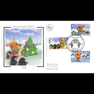 FDC soie - Meilleurs voux (TP autocollants, env 1/2) - 25/11/06 Paris