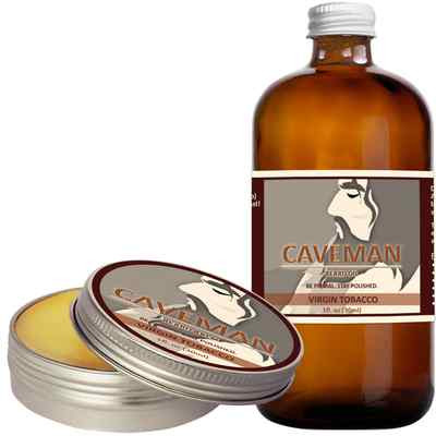Hand Crafted Caveman  Beard Oil Conditioner + Beard Balm VIRGIN TOBACCO scent