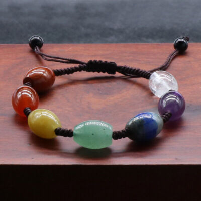 7 Chakra Stone Bracelet Reiki Healing Crystal Natural Gemstone Braided Rope