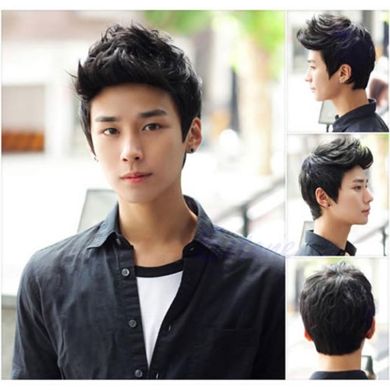 Hot Handsome Boys Full Wig New Korean Short Black Men S Male Hair