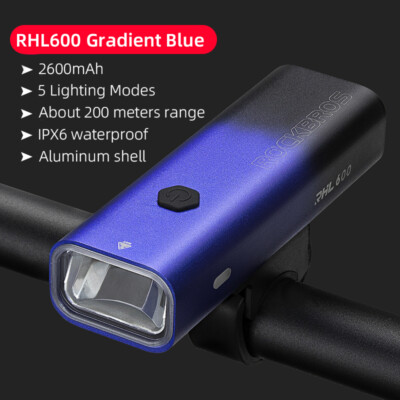 ROCKBROS Cycling Headlight USB Rechargeable MTB Road Bike Front Light Night LED