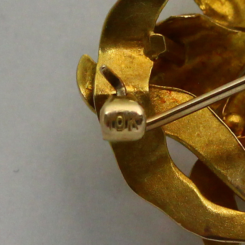 Antique 10k Yellow Gold Seed Pearl Art Nouveau Floral Pin