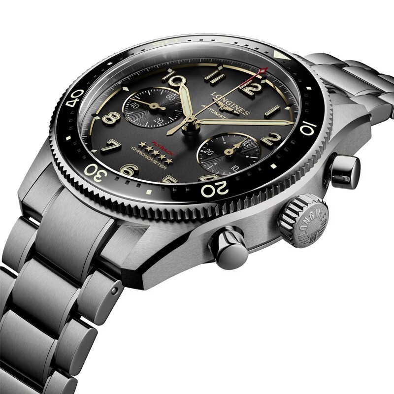 Pre-owned Longines Spirit Flyback 42mm Grey Dial Titanium Men's Watch L3.821.1.53.6