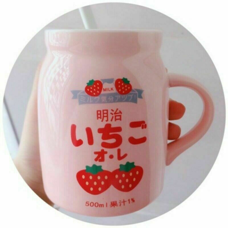 Japanese Strawberry Milk Cup Mugs Ceramic Tea Coffee Kawaii Cute Pink Gift