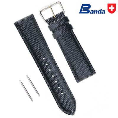 Banda Premium Grade Calfskin Lizard Grain Leather Watch Bands (Sizes 10-24mm)