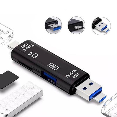 1x 5-in-1 USB 3.0 Type C / USB / Micro USB SD TF Memory Card Reader OTG Adapter