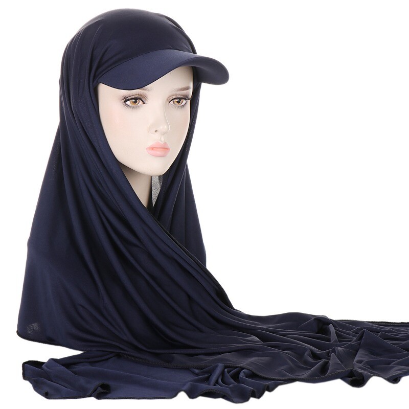 Damen Breite Krempe Schal Mütze Wickeltuch Muslimisch Hijab Kopftuch Hut Langer