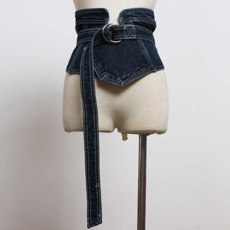 Women Denim Wide Waist Belt Tie Corset Cinch Waistband for Shirt Dress Chic